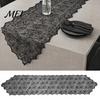 Breathable Lace Fabric Spider Web Table Runner, Black Gothic Festival Theme Mat Cobweb Runner for Halloween Dining Decoration