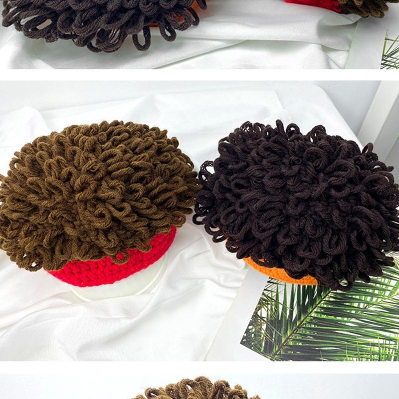 Childrens Curly Hair Hat Stretchy Cotton Mix Unisex Winter Hat For Halloween And Outdoor Play