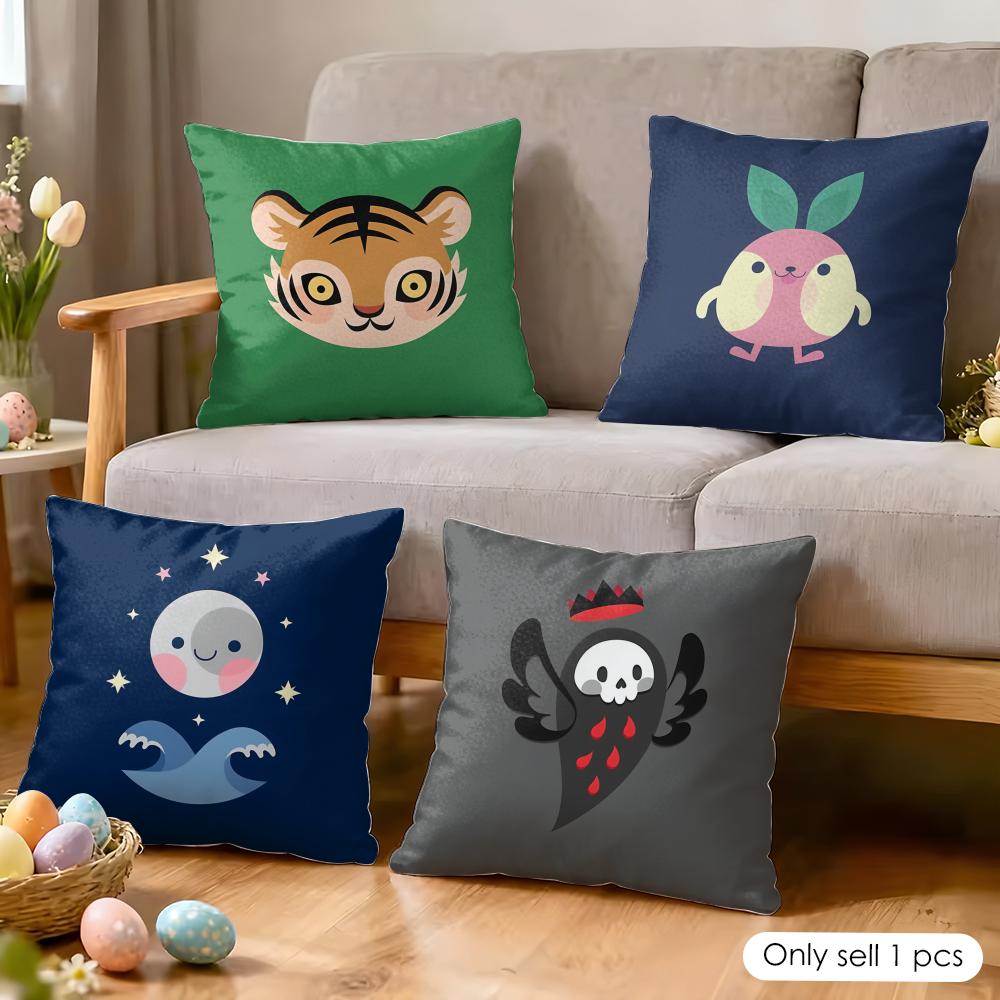 Cute Animal Cushion Cover Soft Plush Fabric DoubleSided Printed Cushion Covers for All Seasons Modern Home Decor