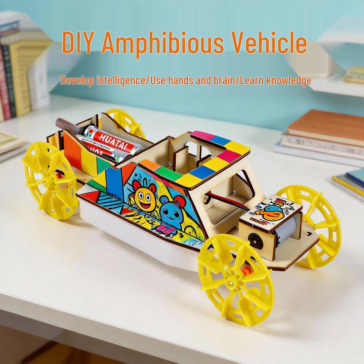 DIY STEM Electric Amphibious Vehicle Kit: Build a Handmade Science Experiment with Amphibious Boat and Electric Vehicle Materials See packaging