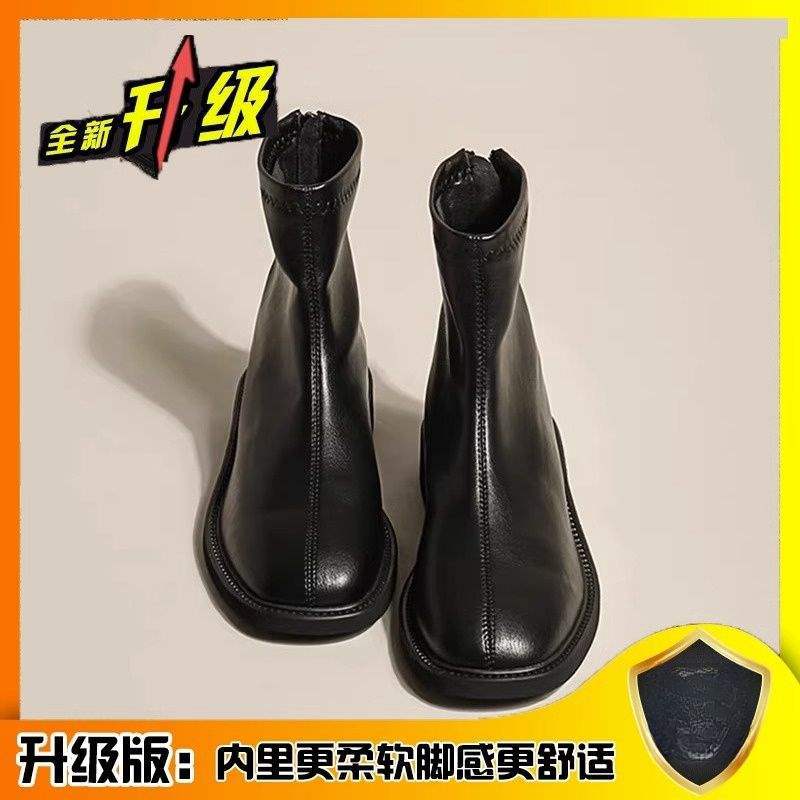 Short boots for women 2026 new autumn short boots slim Chelsea boots with fleece women's short boots