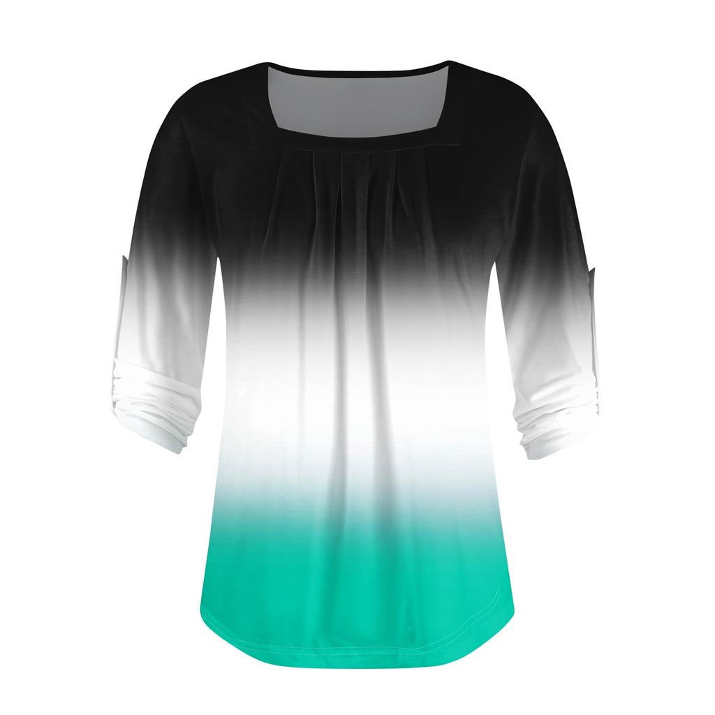 Langermet raglan-ermer med T-skjorte med trykk, Basic Square vanlig topp for daglig mote