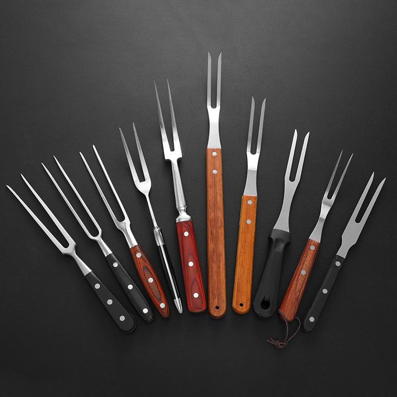 Stainless Steel BBQ Meat Fork with Wood Handle