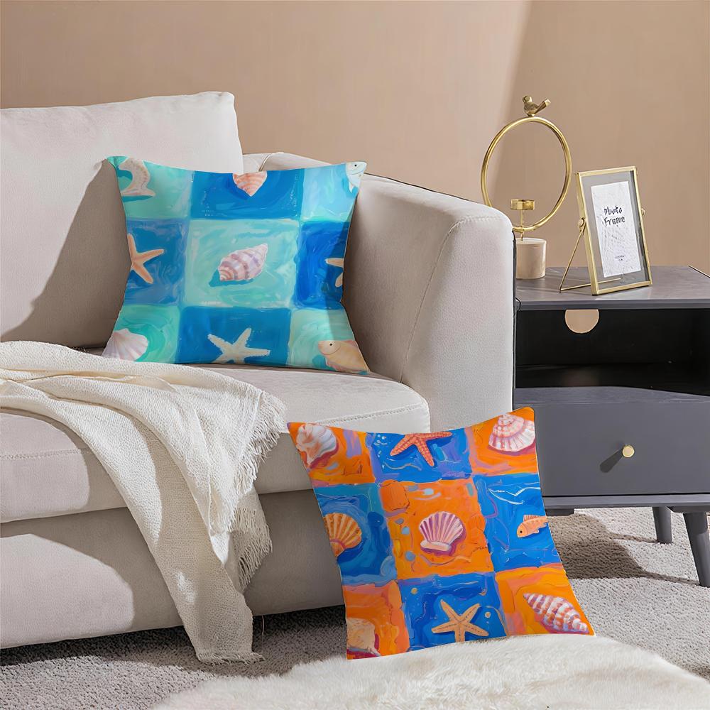 Meeresleben Kissenbezug Sofakissenbezug Versteckter Knopf Strapazierfähiges Polyester Stuhlkissen