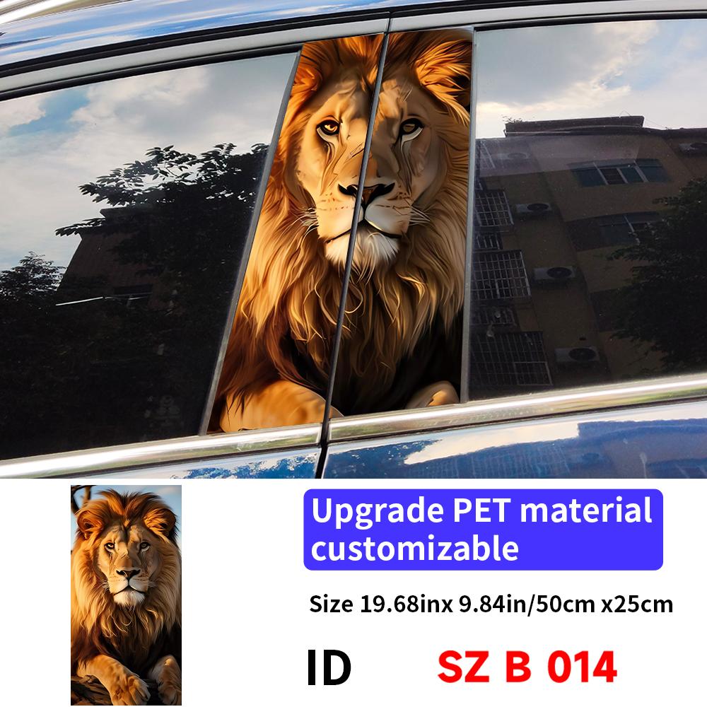 Lion Car Stickers Car B-pillar Decal Waterproof Stickers Auto Center Pillar Sticker Cover Scratches Vehicle Decor Accessories