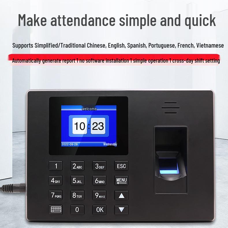 F06 Fingerprint Recognition Attendance Machine: 25-Language Support, Overnight Scheduling, Intelligent Employee Check-in/Check-out Reports