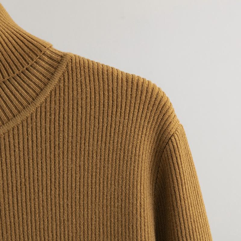 Woman Autumn And Winter Long And Medium Length Dress Loose Velvet And High Neck  Solid Color Wool Dress