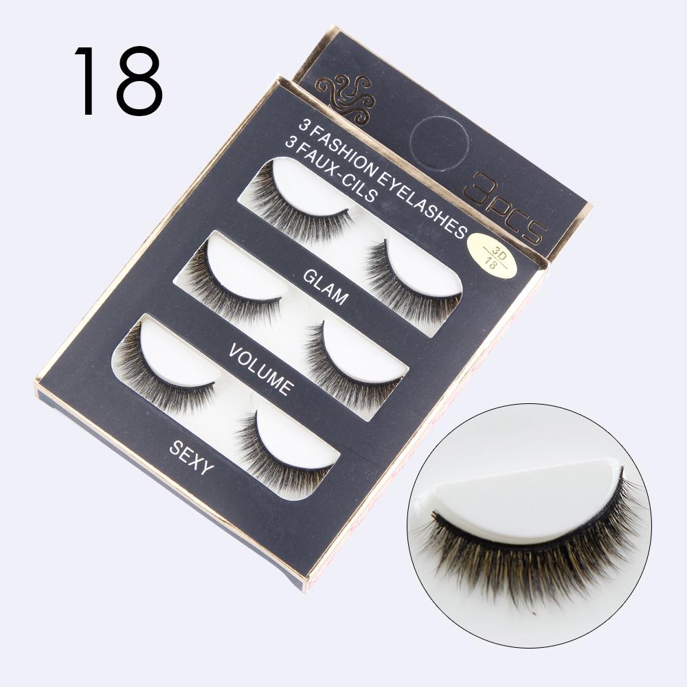3Pairs Natural False Eyelashes 3D Mink Lashes Eyelash Extension Makeup False Lashes Kit