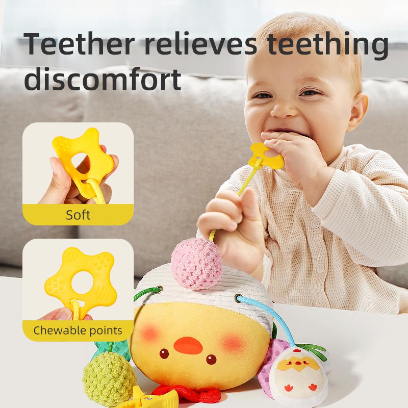 Silicone Chick Pull String Baby Teething Toy, Enhances Color Recognition, Hand-Eye Coordination, and Motor Skill, Birthday Gift