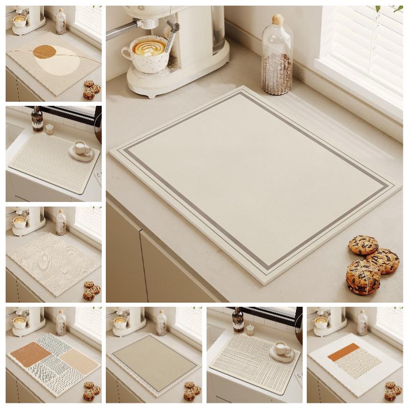 Super Absorbierende Große Matte Rutschfest Abtropfend Geschirrtrocknen Schnelltrocknend Elegant Minimalistisch Küche Badezimmer Abtropfmatte Geschirrdekor