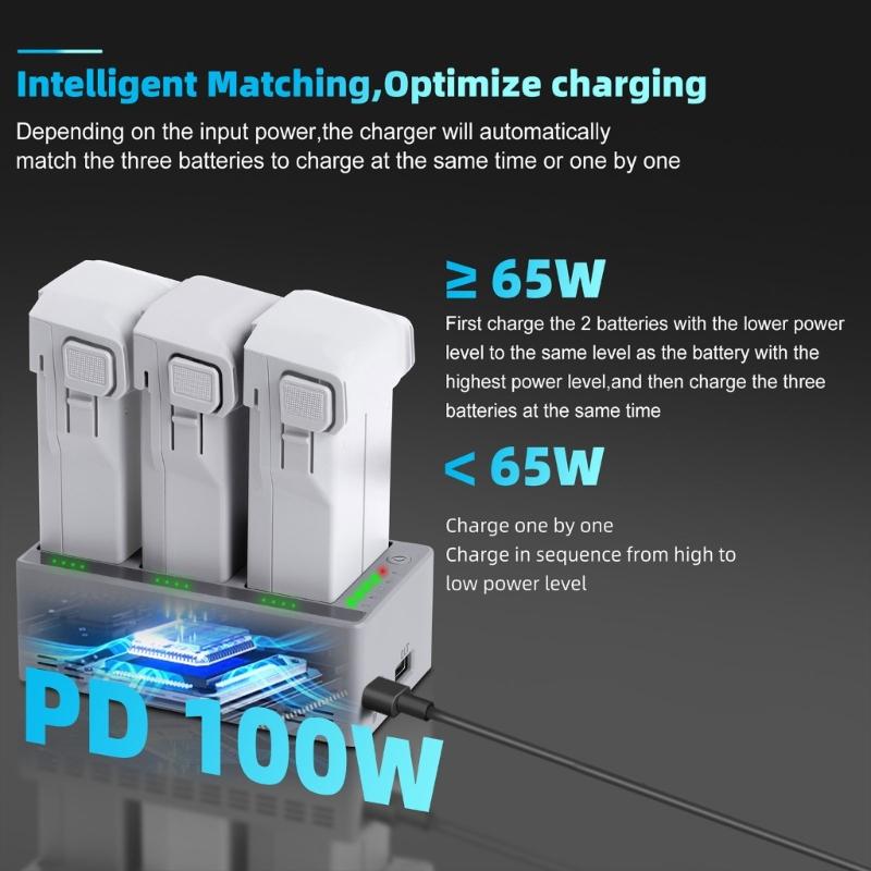 Drones Battery Chargers with Safety Circuitry for Mini 5Pro/4Pro/3Pro/3 Batteries Fast Charging Hub Heat Dissipation