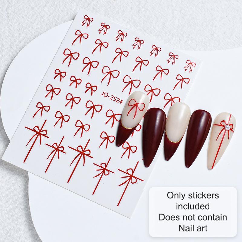 

Красные наклейки для ногтей Звезда Галстук-бабочка Любовь Французские буквы Самоклеящиеся наклейки Украшения для ногтей Сделай сам Новогодние маникюрные аксессуары B