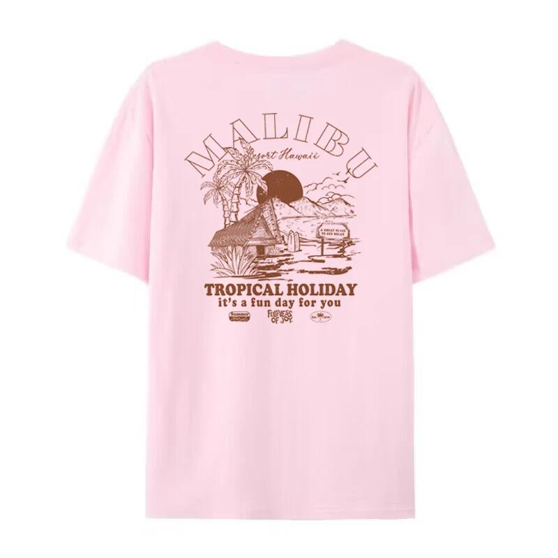 Women Back Print Oversized Beach TShirt Retro Fashion Streetwear Graphic Tees Unisex Summer Tropical T Shirt Cute Vacation Tops