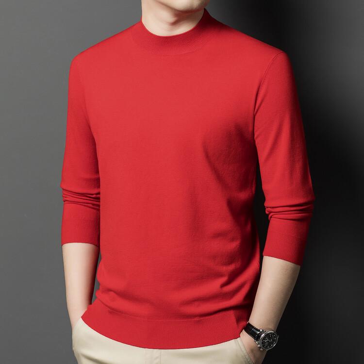 Pull en maille à manches longues et col semi-montant style coréen pour homme