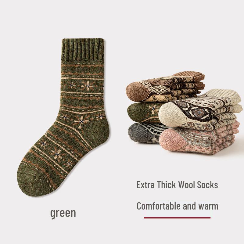 

Women s Thick Wool Ethnic Retro Warm Winter Home & Sleep Socks One Size