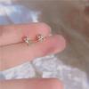 Sterling Ton Französisch Asymmetrisch Kreativ Kristallblume Vergoldung 14K Gold Ton Ohrringe Damen Süß Romantisch Dating SchmuckBlume