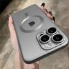 Luxury Matte Plating Frame Clear Case For IPhone 15 14 13 12 11 Pro Max Plus Magsafe Magnetic Wireless Charge Lens Protect Cover