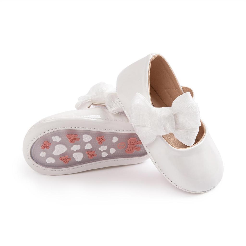 Spring & Autumn PU Soft Sole Bowknot Toddler Shoes - Breathable, Non-slip Magic Tape Princess Baby Shoes