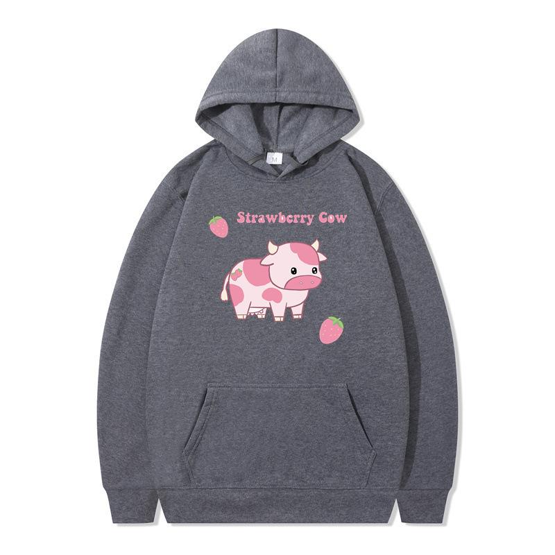 

2025 autumn and winter new strawberry milk sweater long-sleeved hoodie original style men s and women s tops XXXL темно-сірий