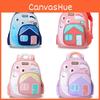 Kids Cartoon Snail Print School Backpack With Breathable Nylon For Preschoolers