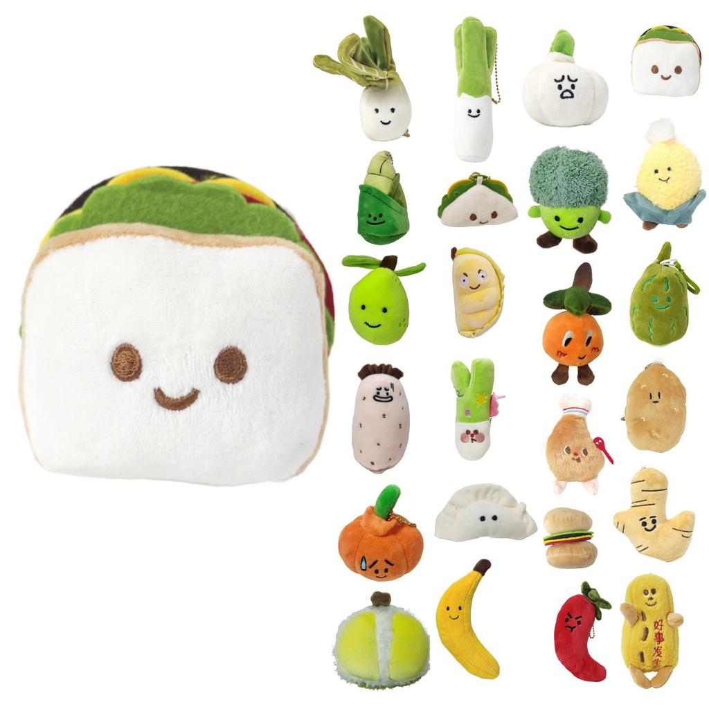 Süße Snacks, Gemüse- und Obstserien, Gesichtsausdrücke, Plüschtiertaschen, Anhänger, Videospielstädte, Maschinen, Geschenke