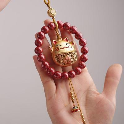 Car Pendant Lucky Cat Key Chain Chinese Style Pendant Maneki Neko Pendant  Phone Pendent