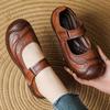 Leather Flats Women Durable Mary Jane Shoes Autumn Shallow Flats Ladies Anti Kick Moccasins Female Brown Flats