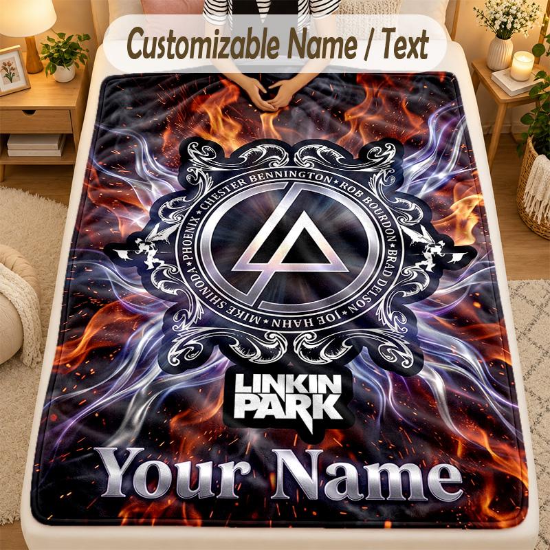 Flannel BlanketLinkin Park Custom Name Text Personalized Soft Warm Throw Blanket Home Decor Gift