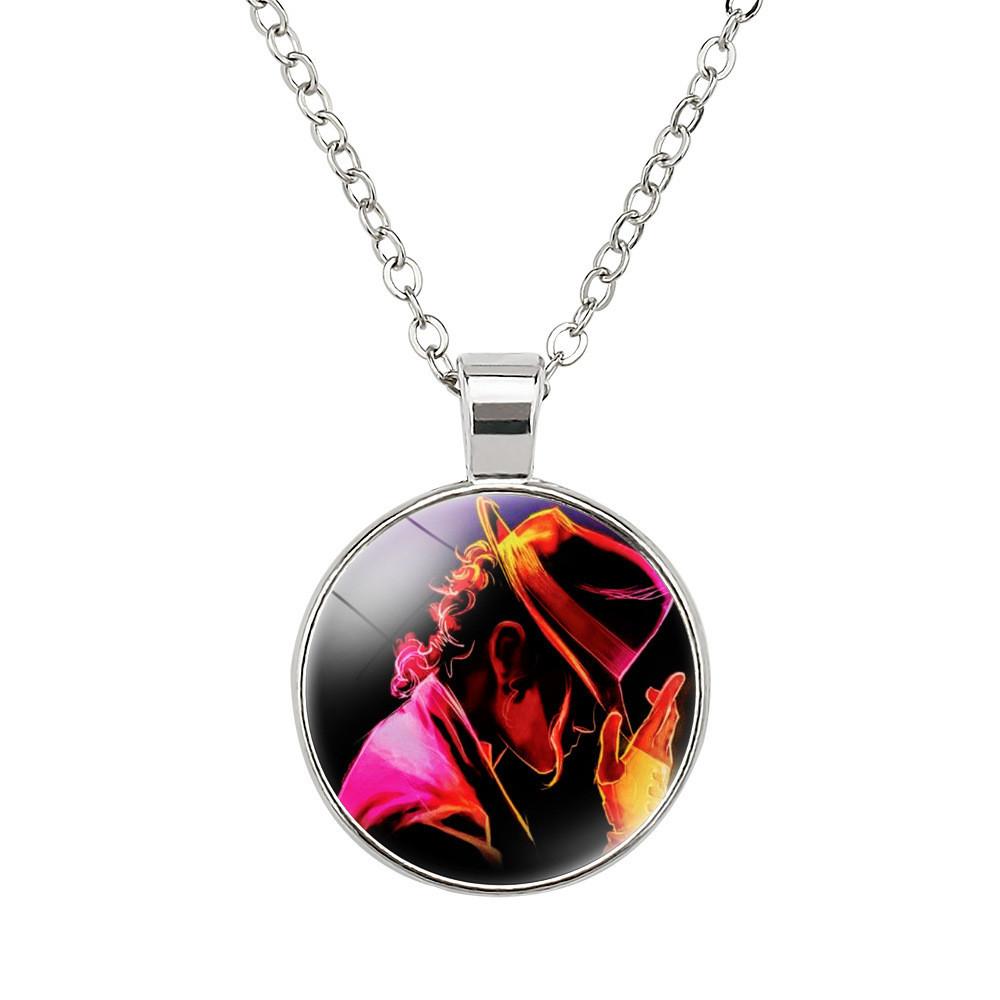 Elegant Michael Jackson Time Gem Pendant Necklace With Alloy Charm 51-80cm Long