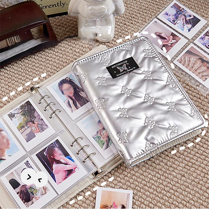 New Silver Bow Soft Shell Photocard Photo Album Binders Kpop Korea Idol Cards Book Family Pictures Album with 20pcs Inner Pages