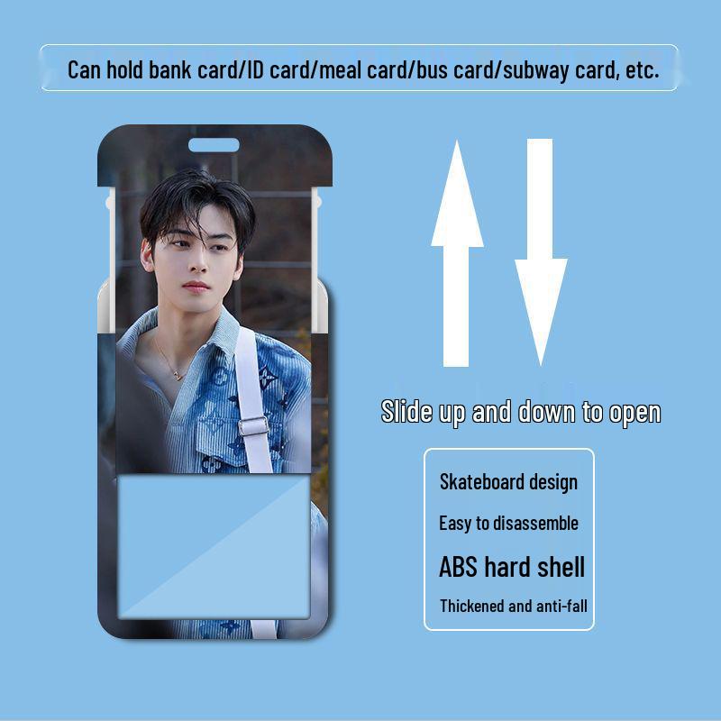 Cha Eun Woo Student ID and Badge Holder with Sliding Cover
