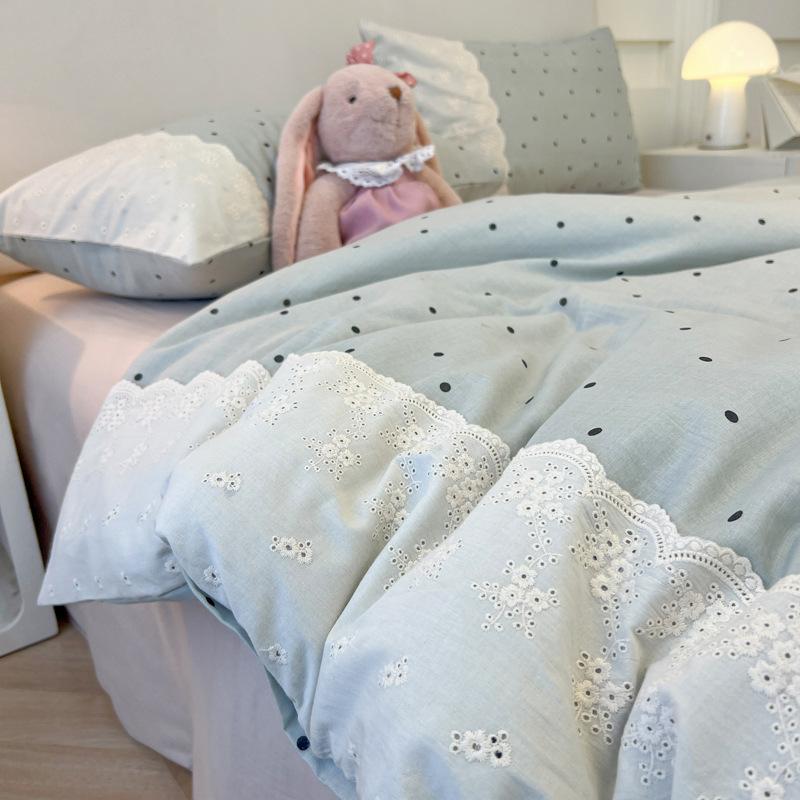 High-End Class A Maternal And Infant Wrinkled Yarn Soft Yarn Four-Piece Set Skin-Friendly Sleeping Naked In Spring And High-End Simple 1.8-Meter