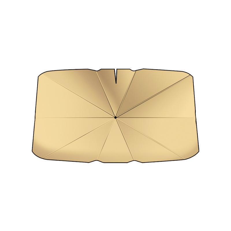 V-Shaped Titanium Gold Car Umbrella with Curved Handle for Front Windshield