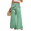 Women Summer Boho Palazzo Pants High Waist Wide Leg Floral Printing Casual Trousers With Pockets