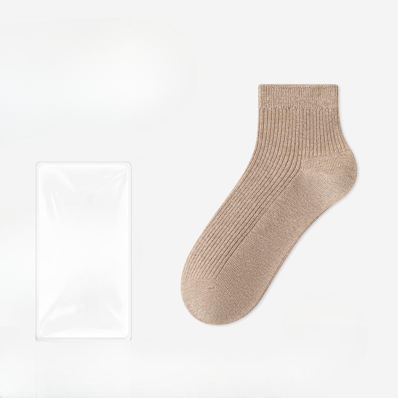 Female Autumn Pure Color Sweat Absorbing Breathable Deodorant Sports Short Tube Cotton Socks