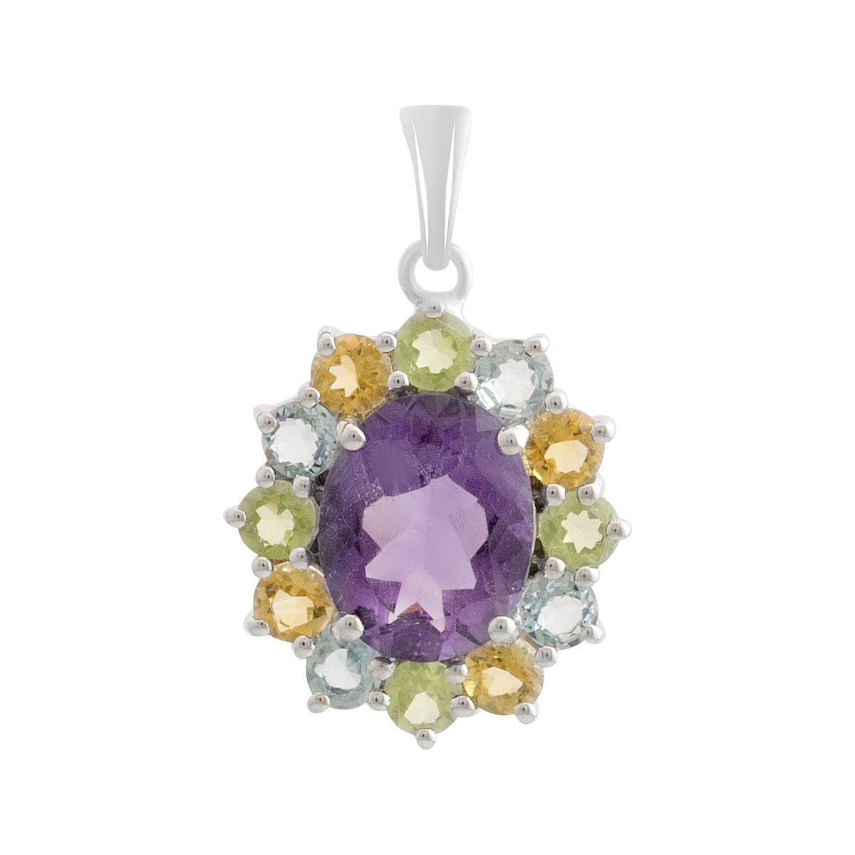 

Серебряная подвеска с аметистом 3.775ct, цитрином, хризолітом, топазом (2193388)