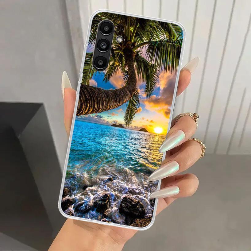 Summer Beach Sunset Sea Palm Tree Phone Case for Samsung Galaxy A16 A26 A36 A56 A15 A25 A35 A55 A14 A24 A34 A54 A13 A23 A33 A53
