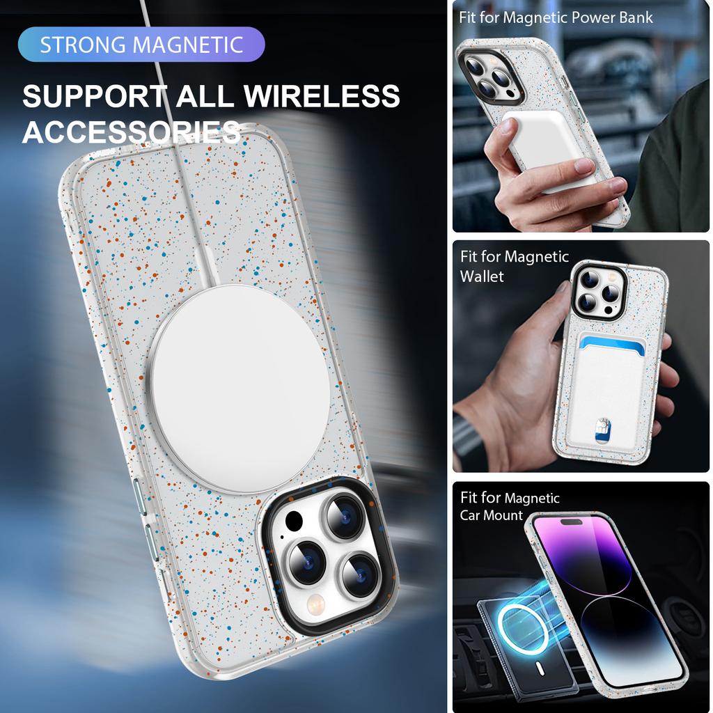 For IPhone16 Splash Ink Magnetic Phone Case for Apple 15pro Colorful 14 Skin-feel Mobile Phone Protective Case