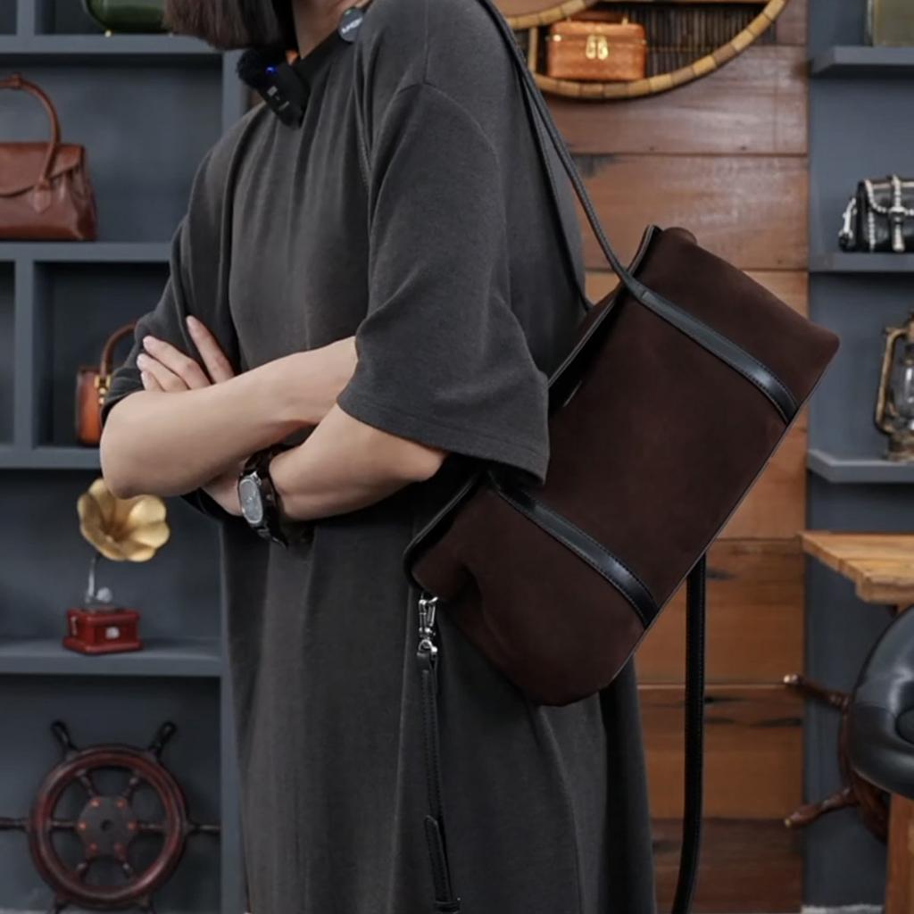 Vintage Suede Bag Women'S Commuter Versatile Shoulder Underarm Bag Pillow Bag Diagonal Span Bag