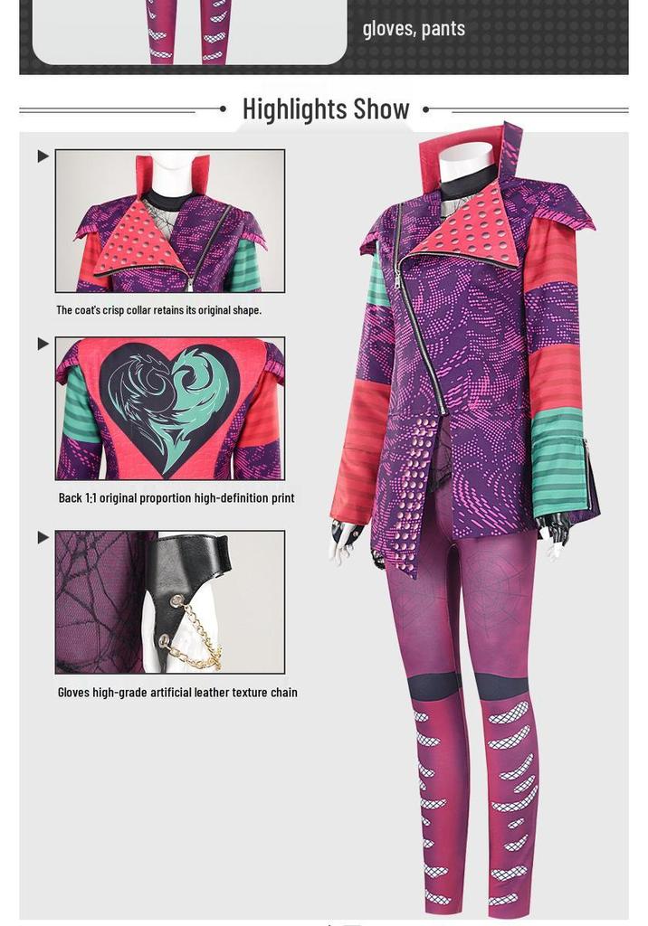 Descendants 4 Little Red's Rise Mara Purple Cosplay Set - Stage Performance Outfit