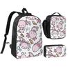 Swimmy Axolotls Backpack Boys Girls BookBag School Bag Shoulder Bags 3ps Insulated Lunch Bag Pencil Case