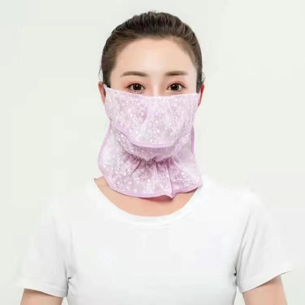 Hot Sale Anti-UV Lace Sunscreen Mask Hanging Ear Breathable Face Cover Scarf Dust-proof Ear Cord Cycling Scarf Outdoor Sports