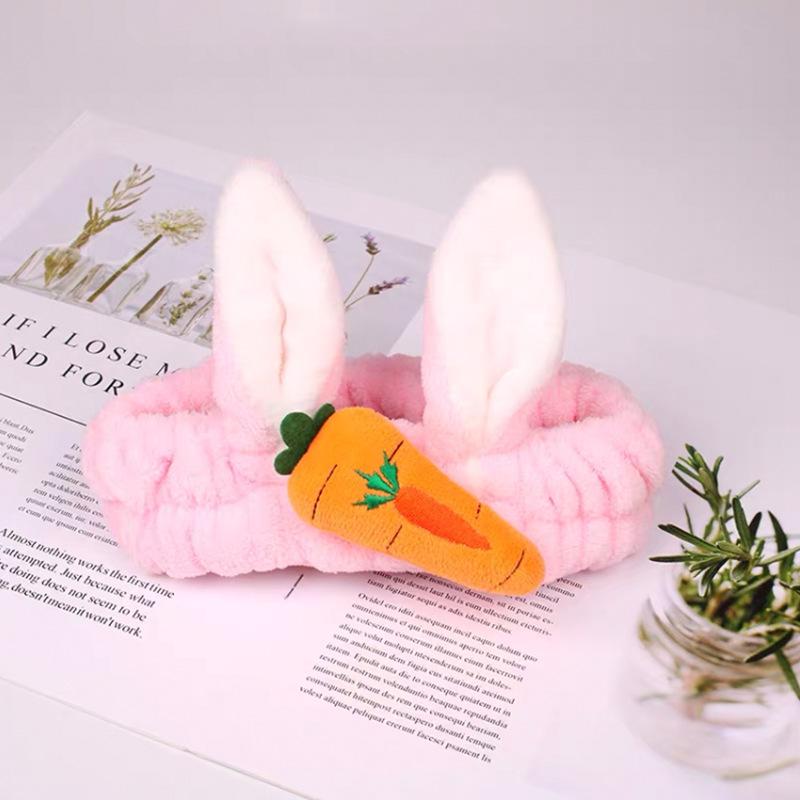 Custom Logo OMG Bowknot Wash Face Hairband Rabbit Cat Ear Cute Plush Lady Soft Women Elastic Hair Band Flannel Make up Headbands