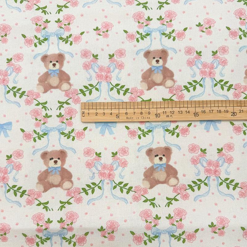 

0.5m/1m/2m Cartoon Striped Printed Encrypted Cotton Linen Fabric for Decoration Cloth Tablecloth Sofa Cover Handmade DIY Fabric 50x150cm
