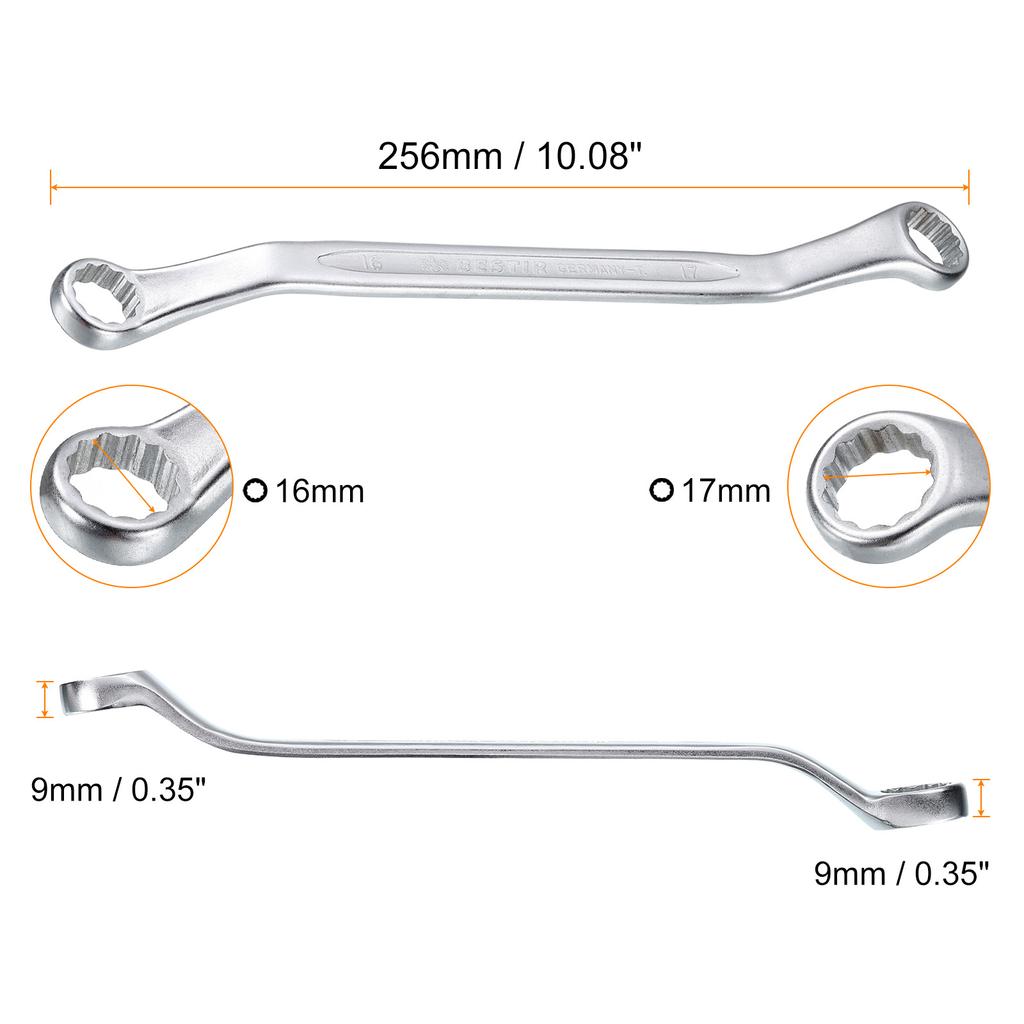 1/2pcs 45-Degree Offset Box End Wrench 12 Point Metric CR-V Double Box End Wrench Long Offset Torx Box Wrench for Repair Tool
