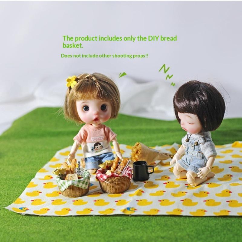 1 Set Play Kitchen Food Toy Cute Mini 1/6 Scale Miniature Dollhouse Diy Honey Bread Basket Model For Doll Accessories