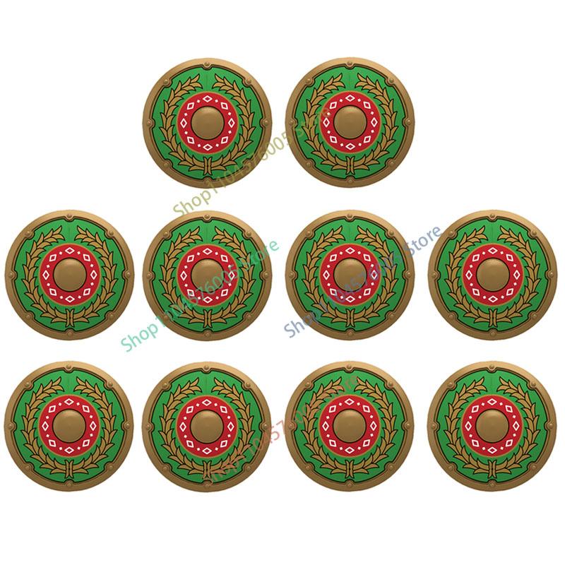 Średniowieczny Rzym Tarcza Budowlane Klocki Wojskowe Żołnierz Rzymski Wojownik Rycerz Postać Łucznik Fartuch Płaszcz Akcesoria Ceglany Zabawka Prezent