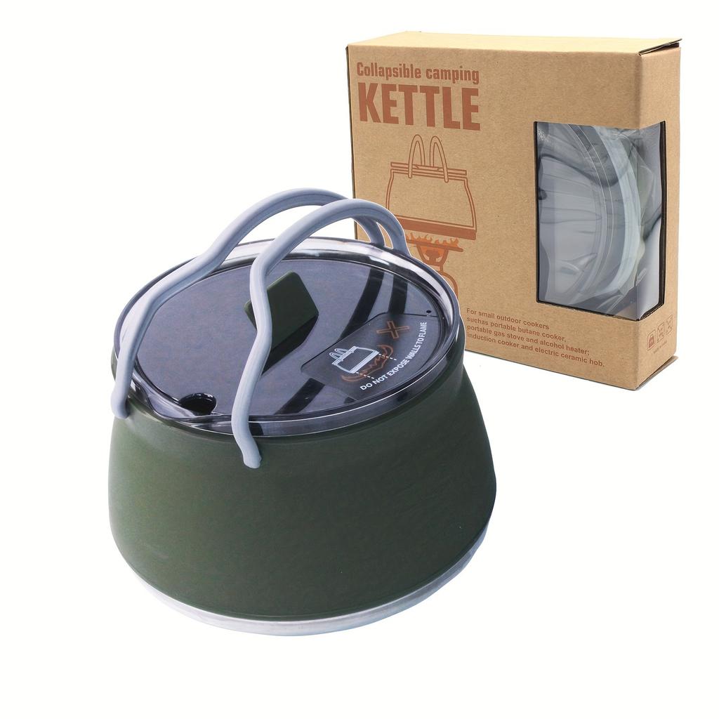 Durable Stainless Steel Collapsible Camping Kettle with Lid Portable Foldable Cook Pot for Hiking Backpacking