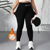 Frauen Hohe Taille Casual Hosen Einfarbig Fleece Thermo-Leggings Winter Lange Fleece Hose Plüsch Laufen