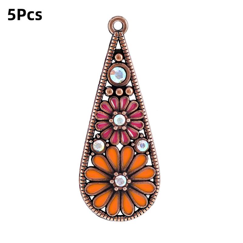 5Pcs Bohemia Enameling Teardrop Pendants For Women Diy Earrings Necklaces Pendants Charms Making Jewelry Accessories